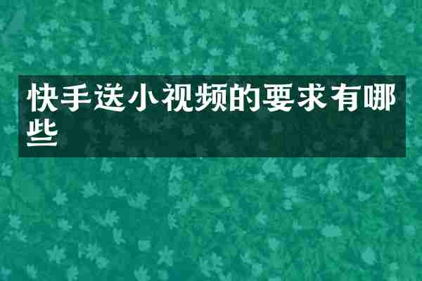 快手送小视频的要求有哪些
