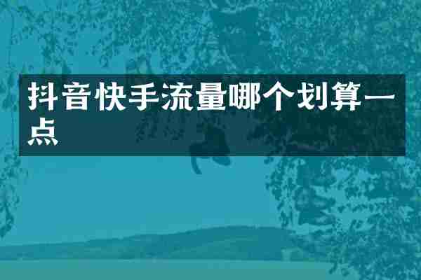 抖音快手流量哪个划算一点