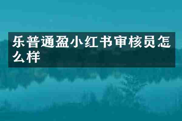乐普通盈小红书审核员怎么样