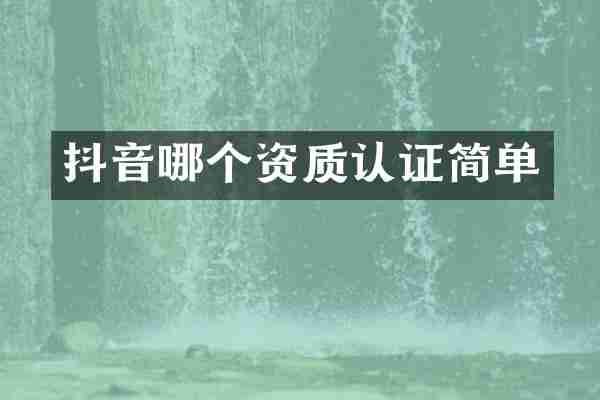 抖音哪个资质认证简单