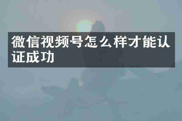 微信视频号怎么样才能认证成功