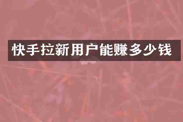 快手拉新用户能赚多少钱