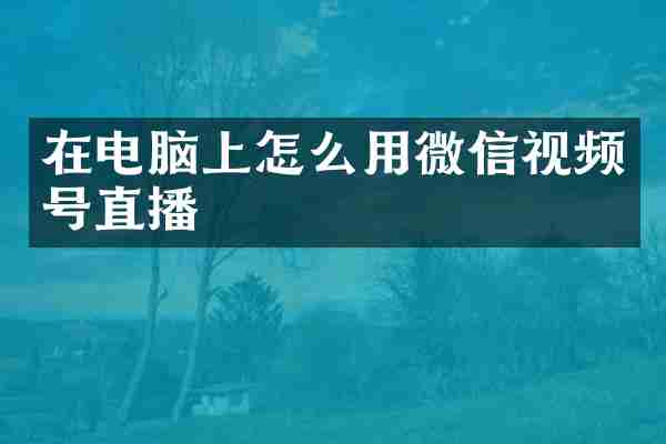 在电脑上怎么用微信视频号直播