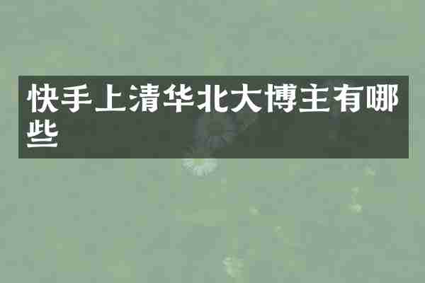 快手上清华北大博主有哪些