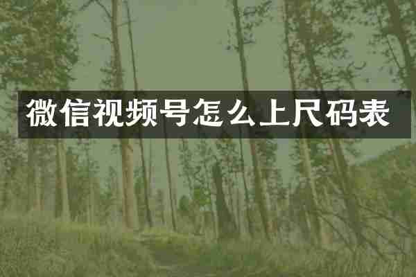微信视频号怎么上尺码表
