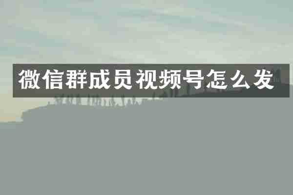 微信群成员视频号怎么发