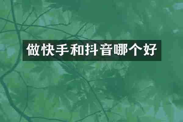 做快手和抖音哪个好