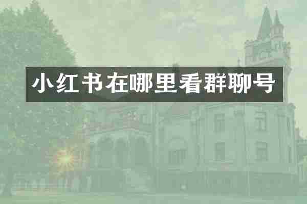 小红书在哪里看群聊号