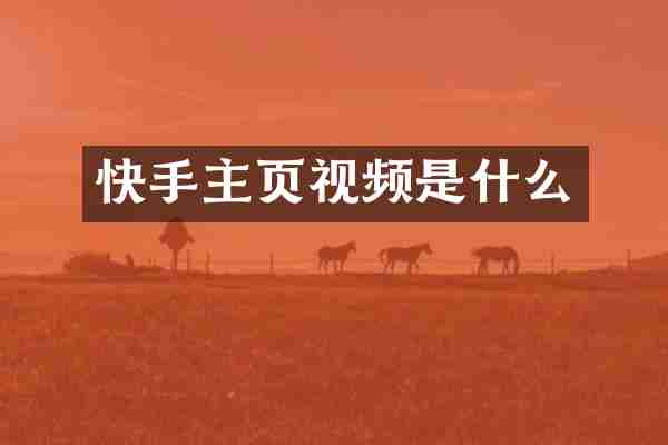 快手主页视频是什么