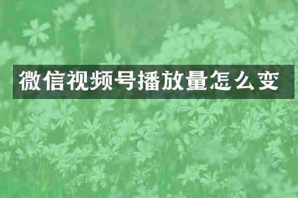 微信视频号播放量怎么变