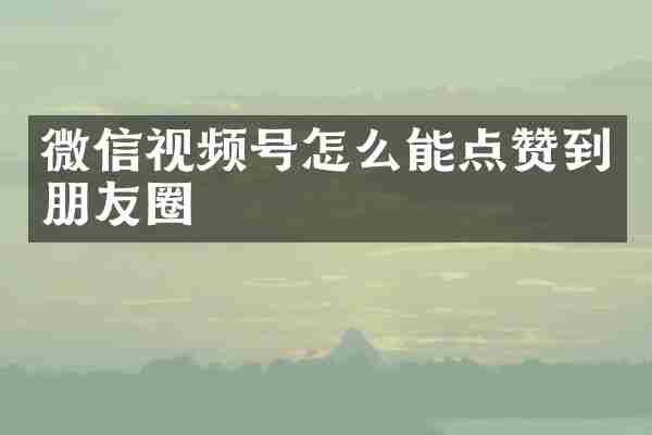 微信视频号怎么能点赞到朋友圈