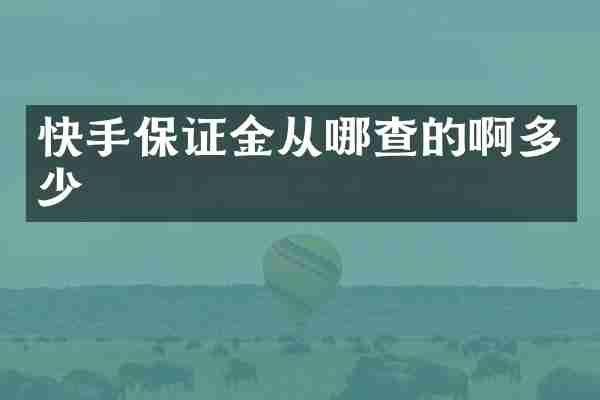快手保证金从哪查的啊多少