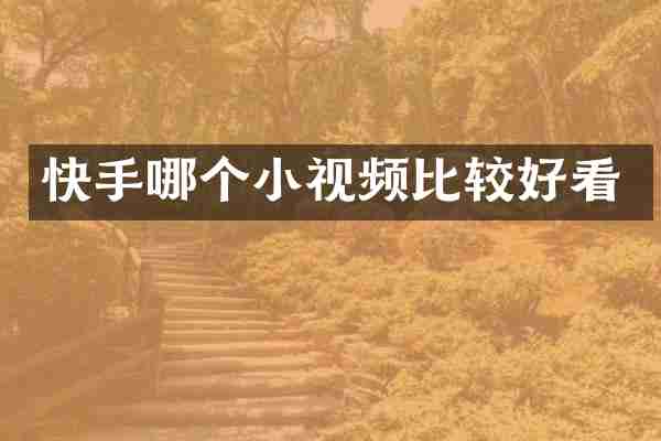 快手哪个小视频比较好看