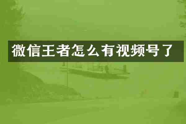 微信王者怎么有视频号了