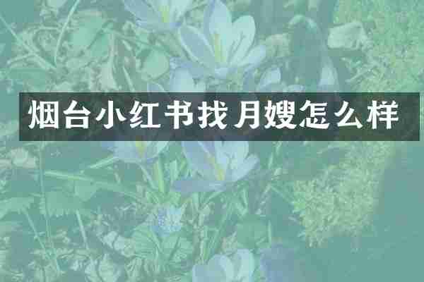 烟台小红书找月嫂怎么样