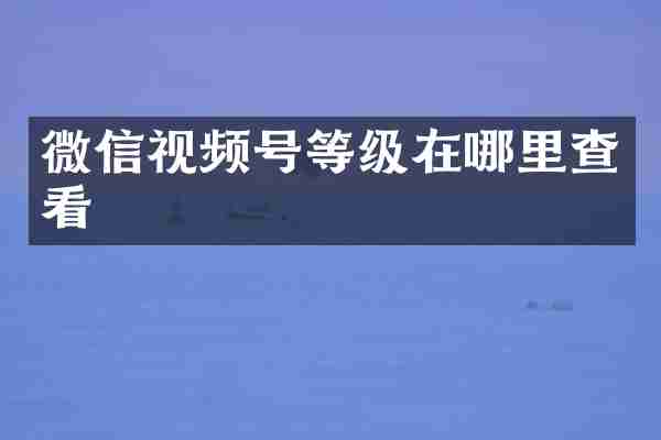 微信视频号等级在哪里查看