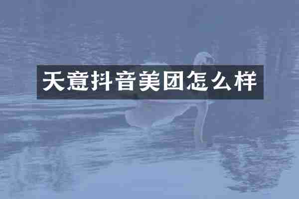 天意抖音美团怎么样