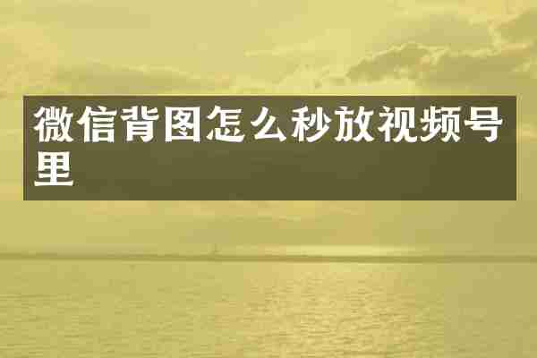 微信背图怎么秒放视频号里