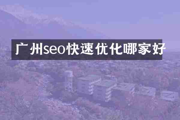 广州seo快速优化哪家好