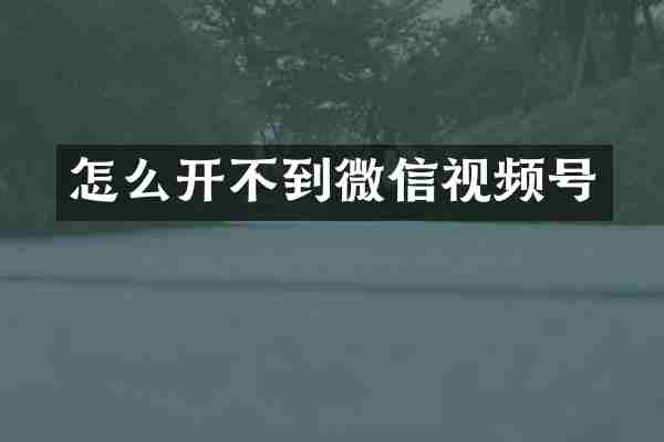 怎么开不到微信视频号