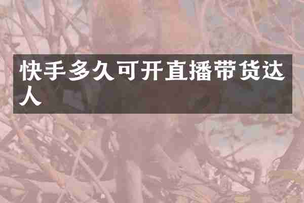 快手多久可开直播带货达人