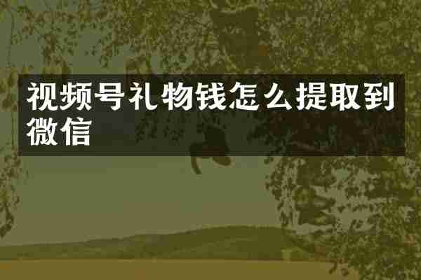 视频号礼物钱怎么提取到微信