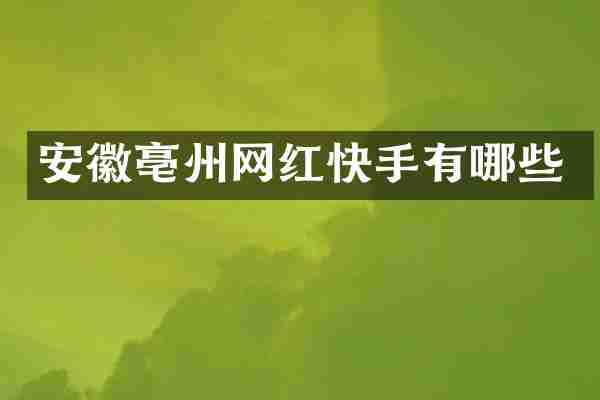 安徽亳州网红快手有哪些