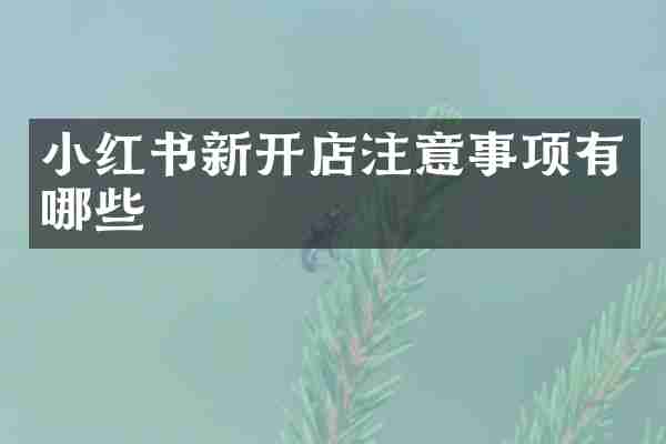 小红书新开店注意事项有哪些