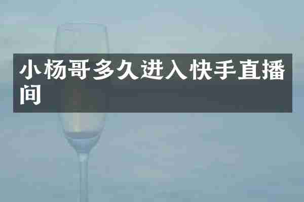 小杨哥多久进入快手直播间