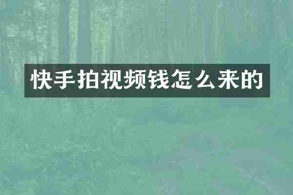 快手拍视频钱怎么来的