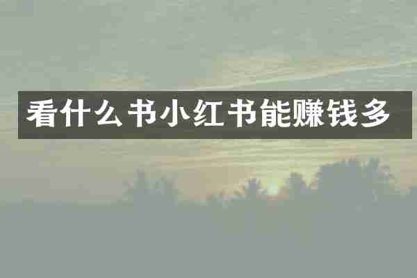 看什么书小红书能赚钱多