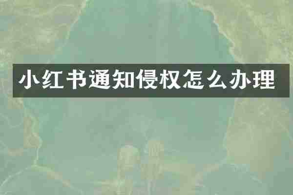 小红书通知侵权怎么办理