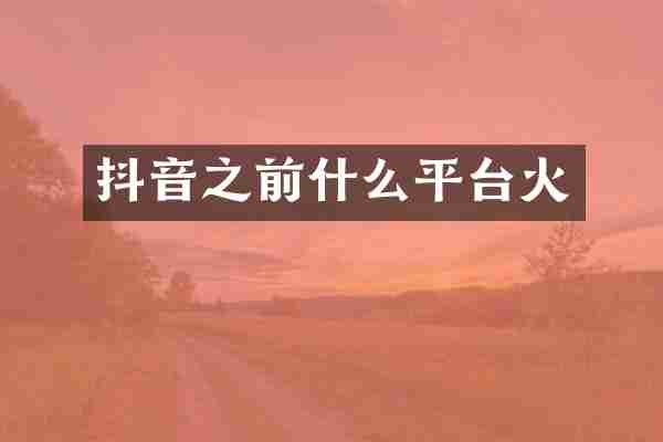 抖音之前什么平台火