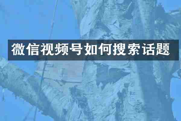 微信视频号如何搜索话题