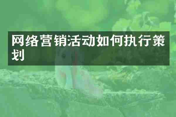 网络营销活动如何执行策划
