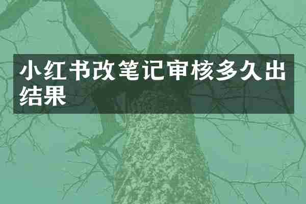 小红书改笔记审核多久出结果