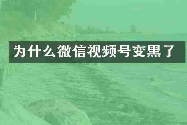 为什么微信视频号变黑了