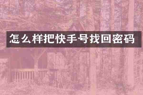 怎么样把快手号找回密码