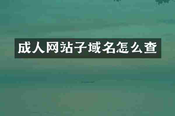 成人网站子域名怎么查