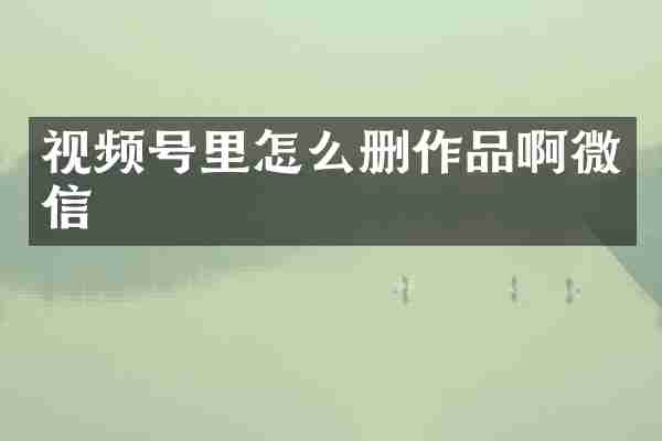 视频号里怎么删作品啊微信