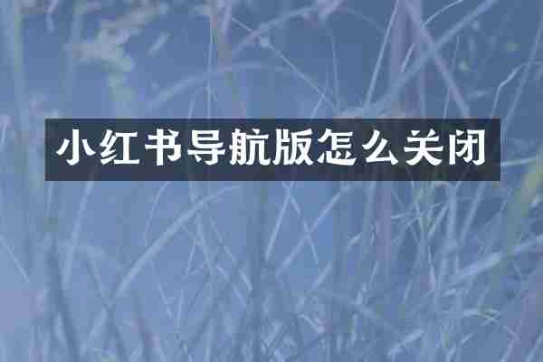 小红书导航版怎么关闭
