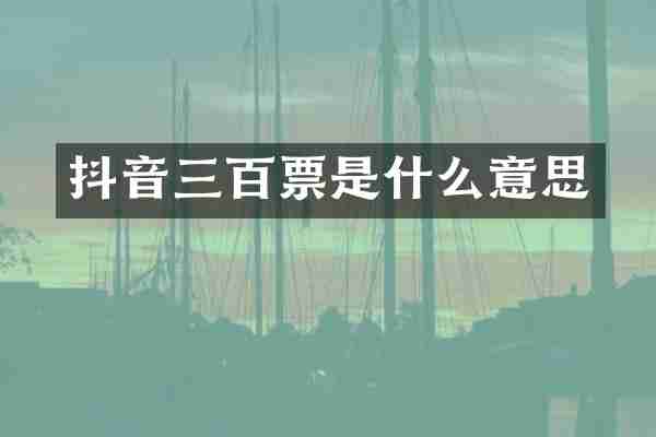 抖音三百票是什么意思