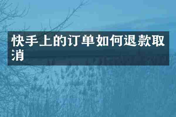 快手上的订单如何退款取消