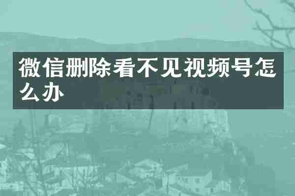 微信删除看不见视频号怎么办