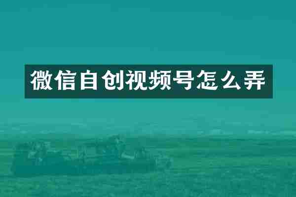 微信自创视频号怎么弄