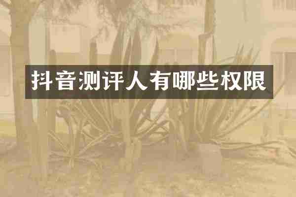 抖音测评人有哪些权限