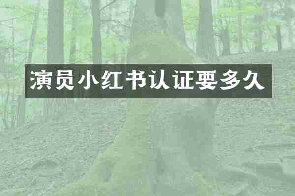 演员小红书认证要多久