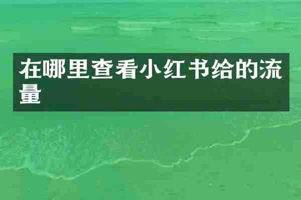 在哪里查看小红书给的流量