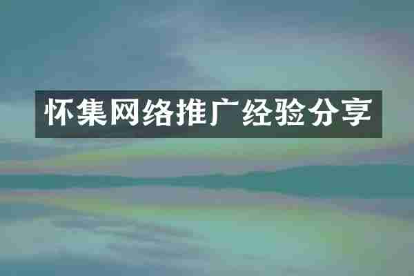怀集网络推广经验分享