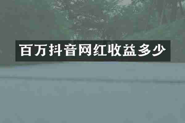 百万抖音网红收益多少